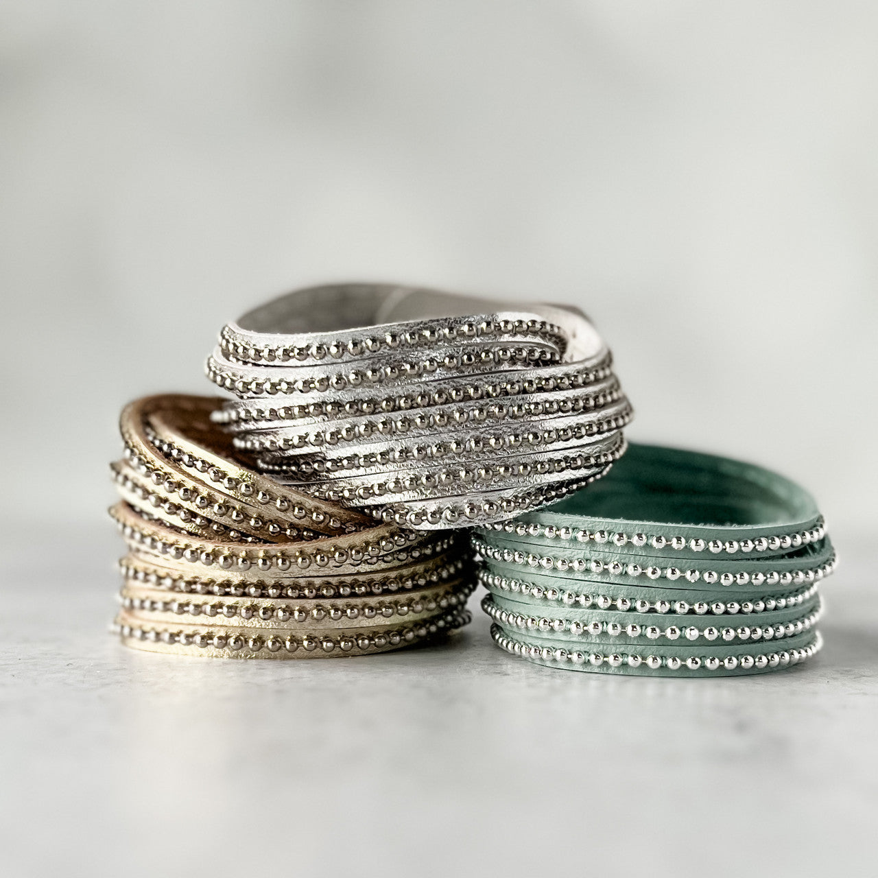 Beads Row Wrap Bracelet in Dust