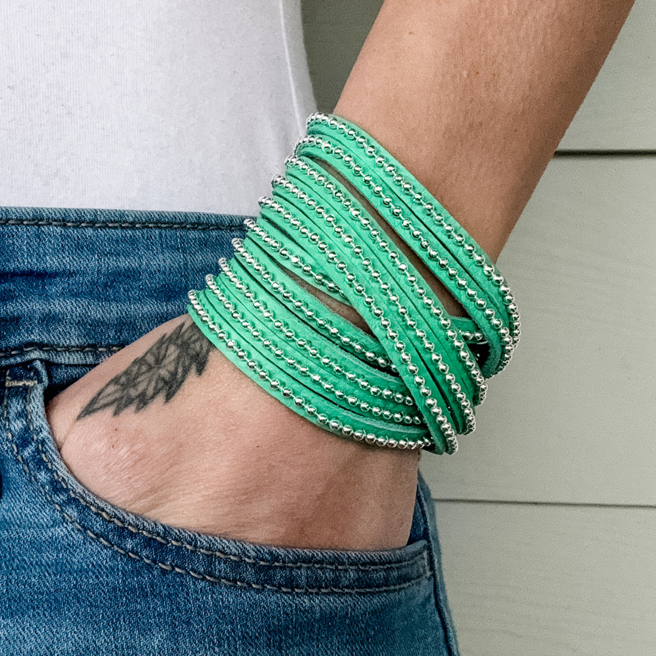 Beads Row Wrap Bracelet in Turquoise