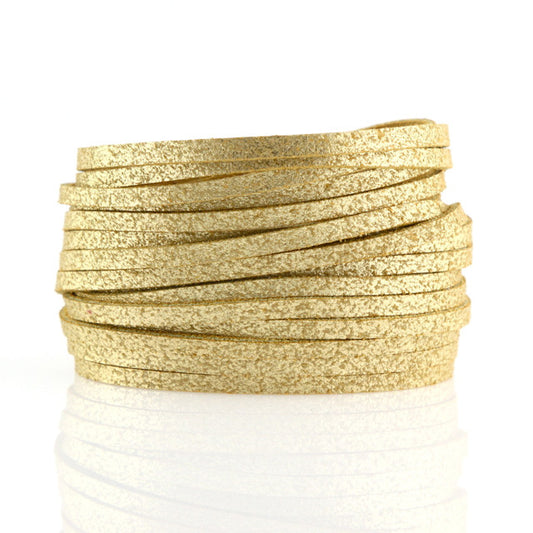 Sliced Wrap Bracelet In Tan Shimmer