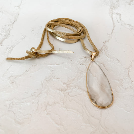 Sample Sale Quartz Crystal Necklace in Gold