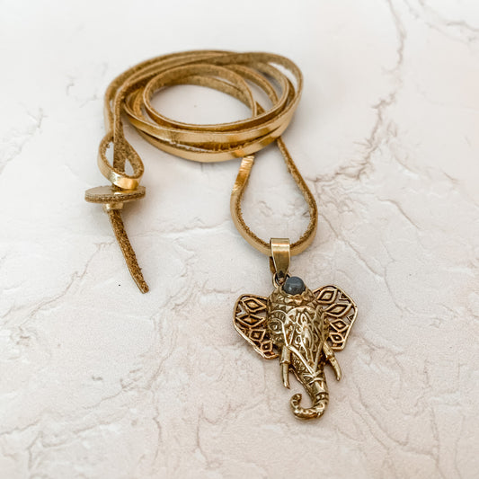 Sample Sale Gemstone Ganesh Necklace in Gold