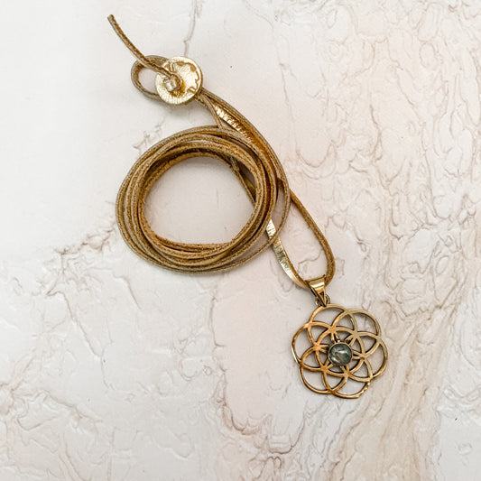 Sample Sale  Seed of Life Gemstone Necklace in Gold