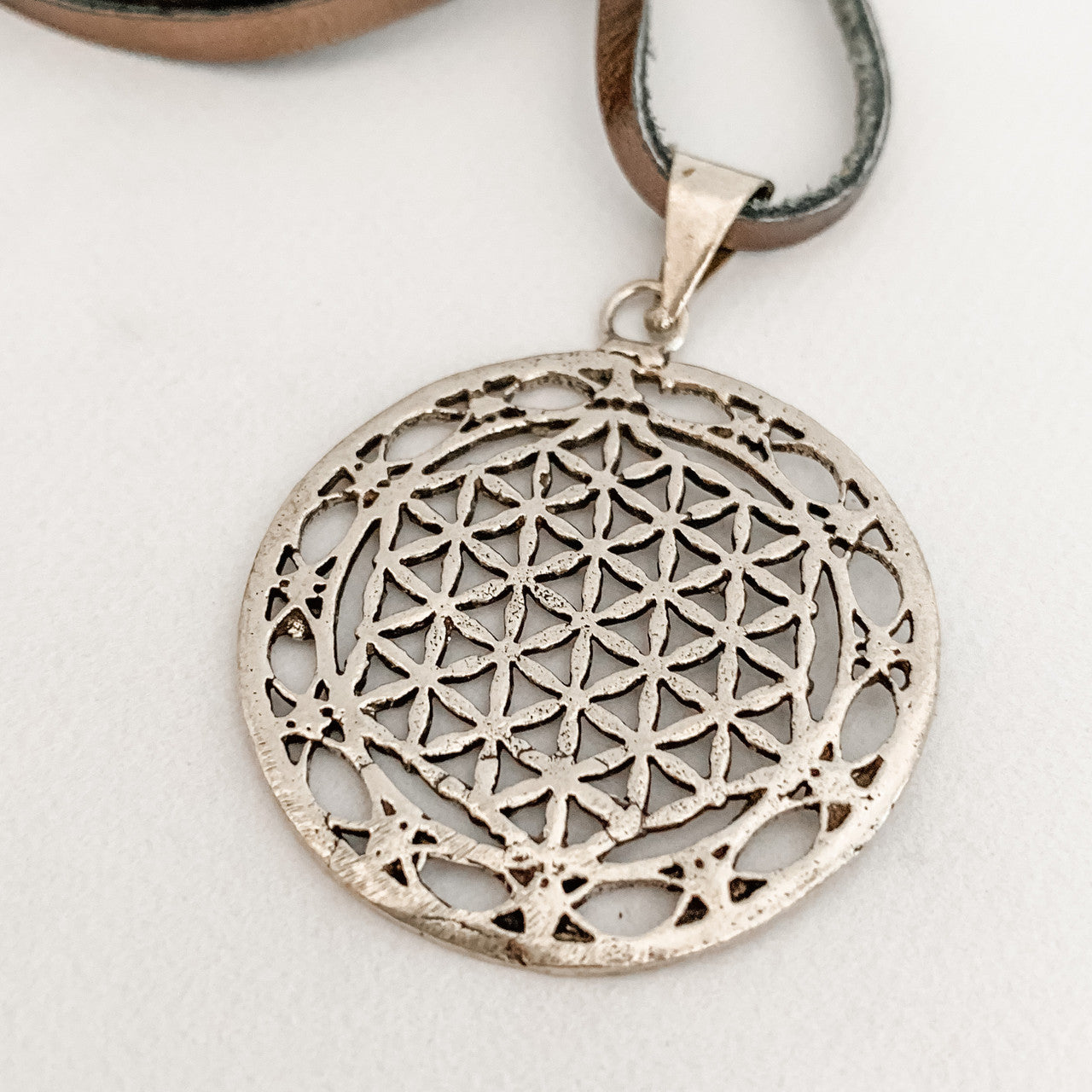 Sample Sale Sacred Geometry Flower of Life 1 Amulet Necklace in Silver