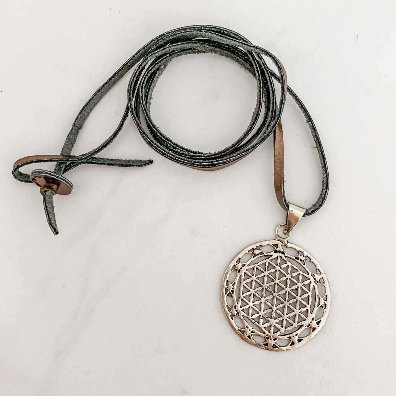 Sample Sale Sacred Geometry Flower of Life 1 Amulet Necklace in Silver