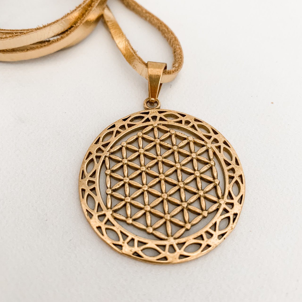 Sample Sale Sacred Geometry Flower of Life 1 Amulet Necklace in Gold