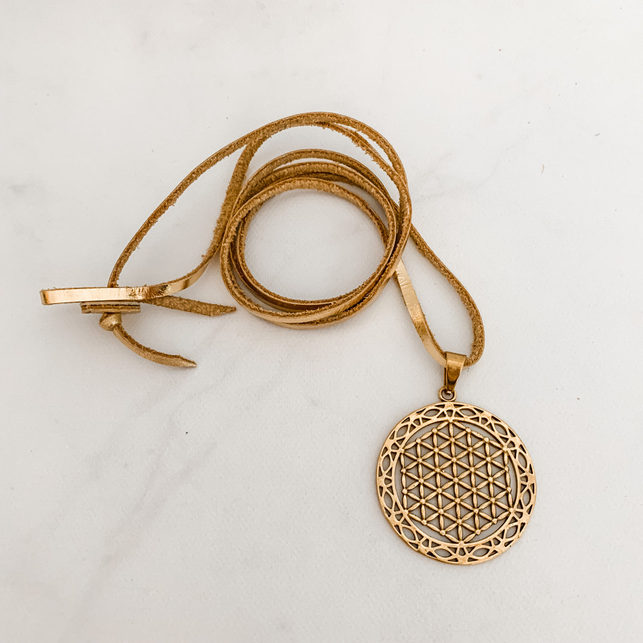 Sample Sale Sacred Geometry Flower of Life 1 Amulet Necklace in Gold