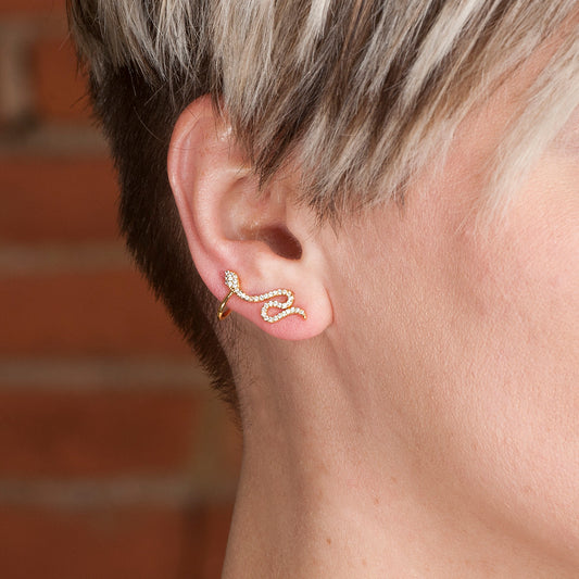 Snake Cuff Earrings in Gold