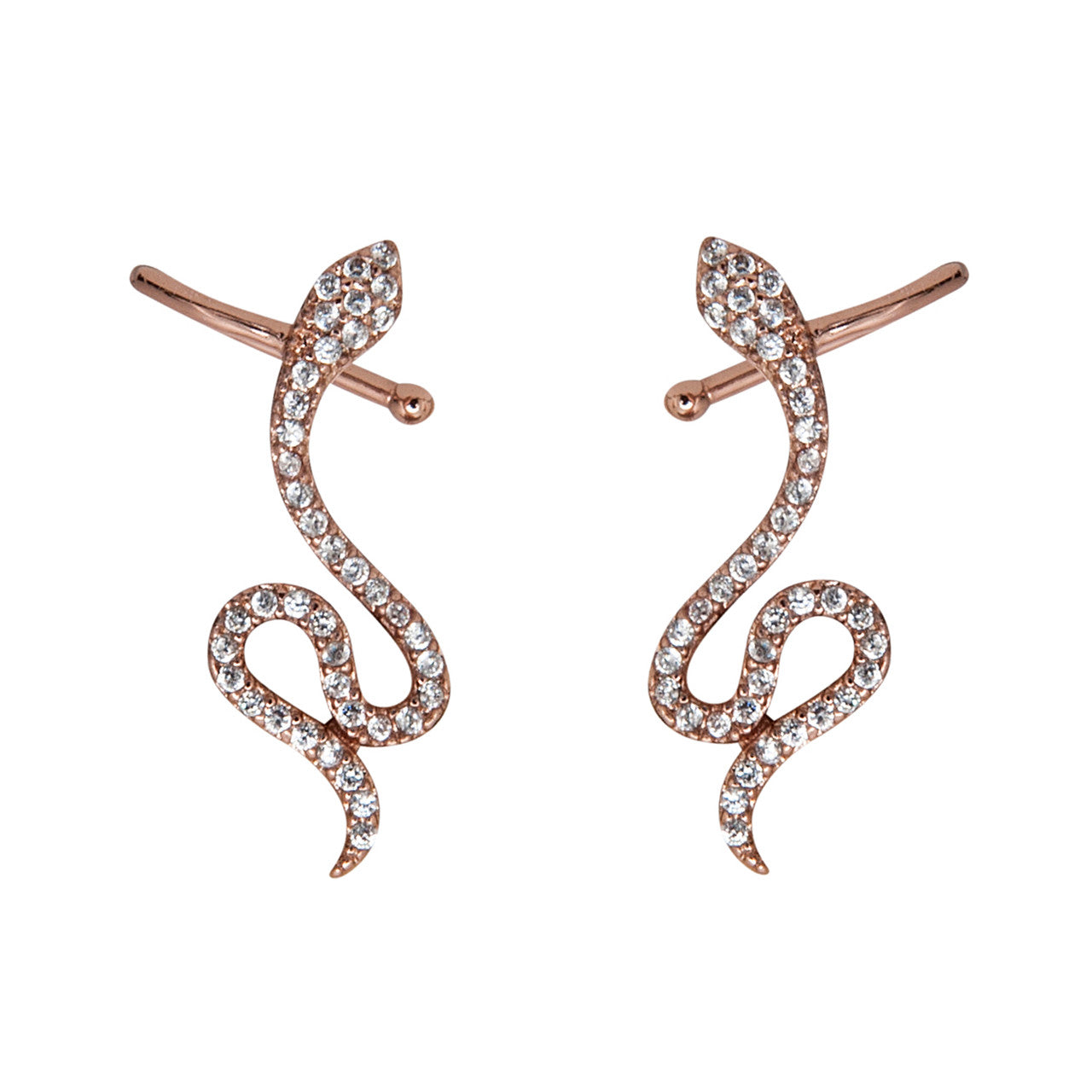 Snake Cuff Earrings in Rose Gold